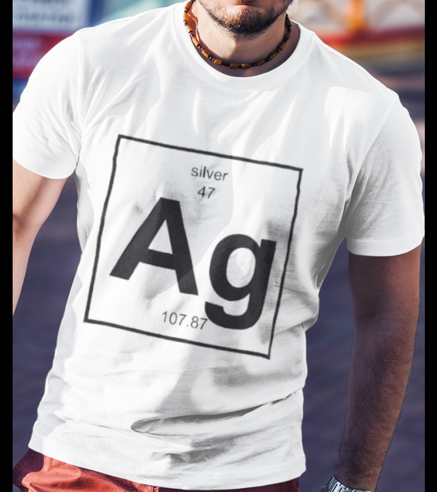 Silver Periodic Table Element Ag 47 Atomic Number 107.87 Chemistry T-Shirt