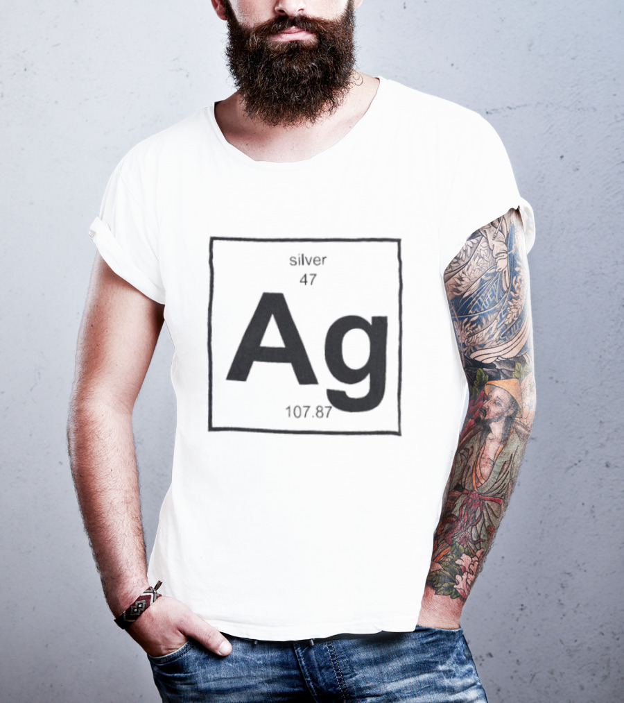 Silver Periodic Table Element Ag 47 Atomic Number 107.87 Chemistry T-Shirt