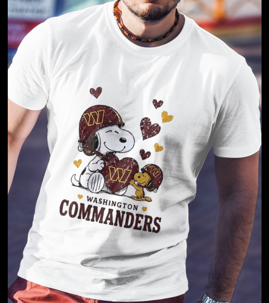 Washington Commanders Peanuts Snoopy Woodstock Love Laughter Hearts T-Shirt