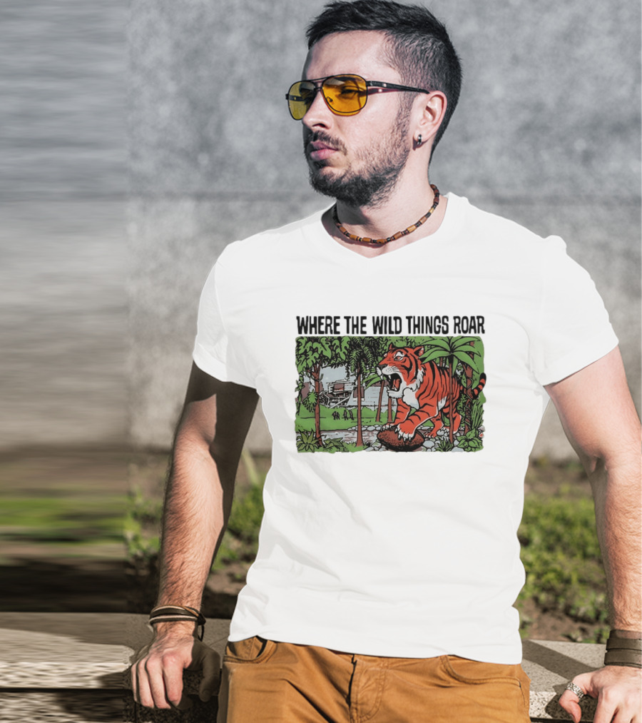 Cincinnati Bengals Where The Wild Things Roar Tiger Jungle Scene T-Shirt