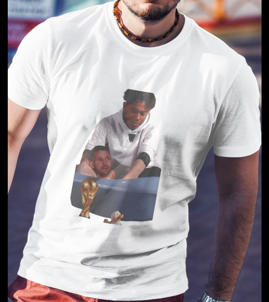 Messi Crying Bath Tub Trophy Football T-Shirt
