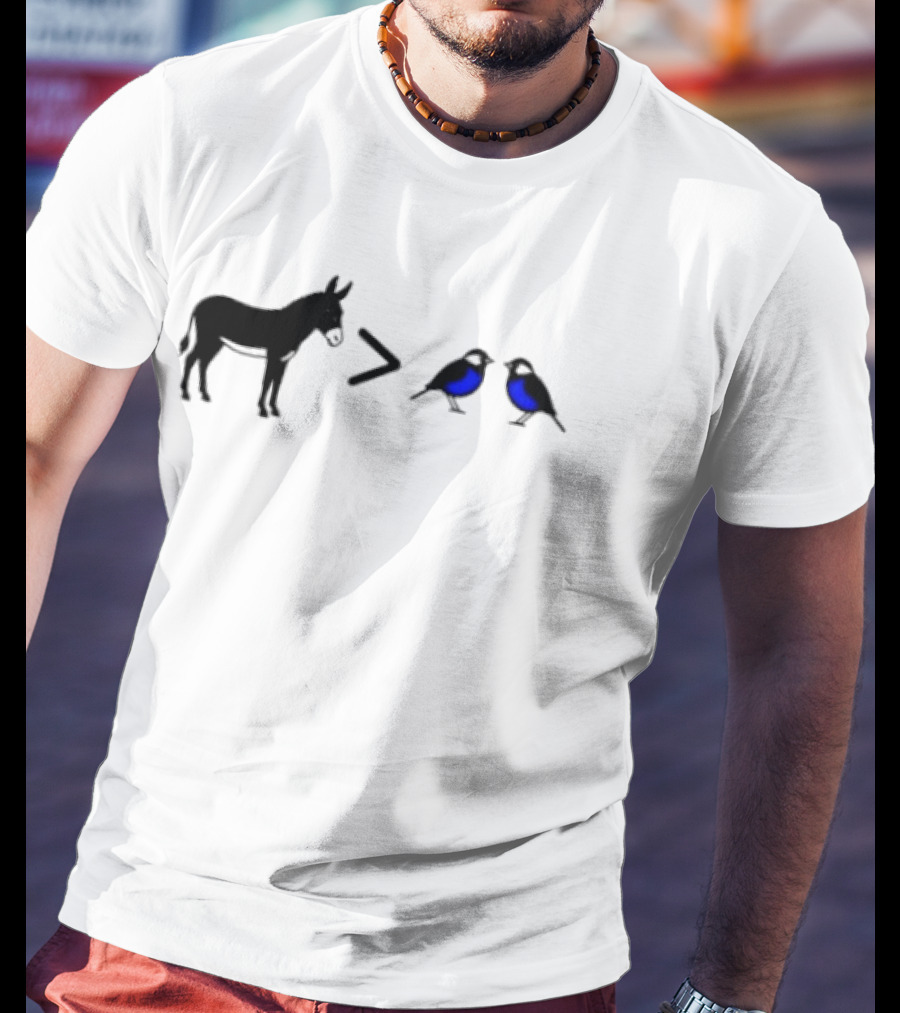 Donkey Greater Than Two Birds Math Fun Equation T-Shirt