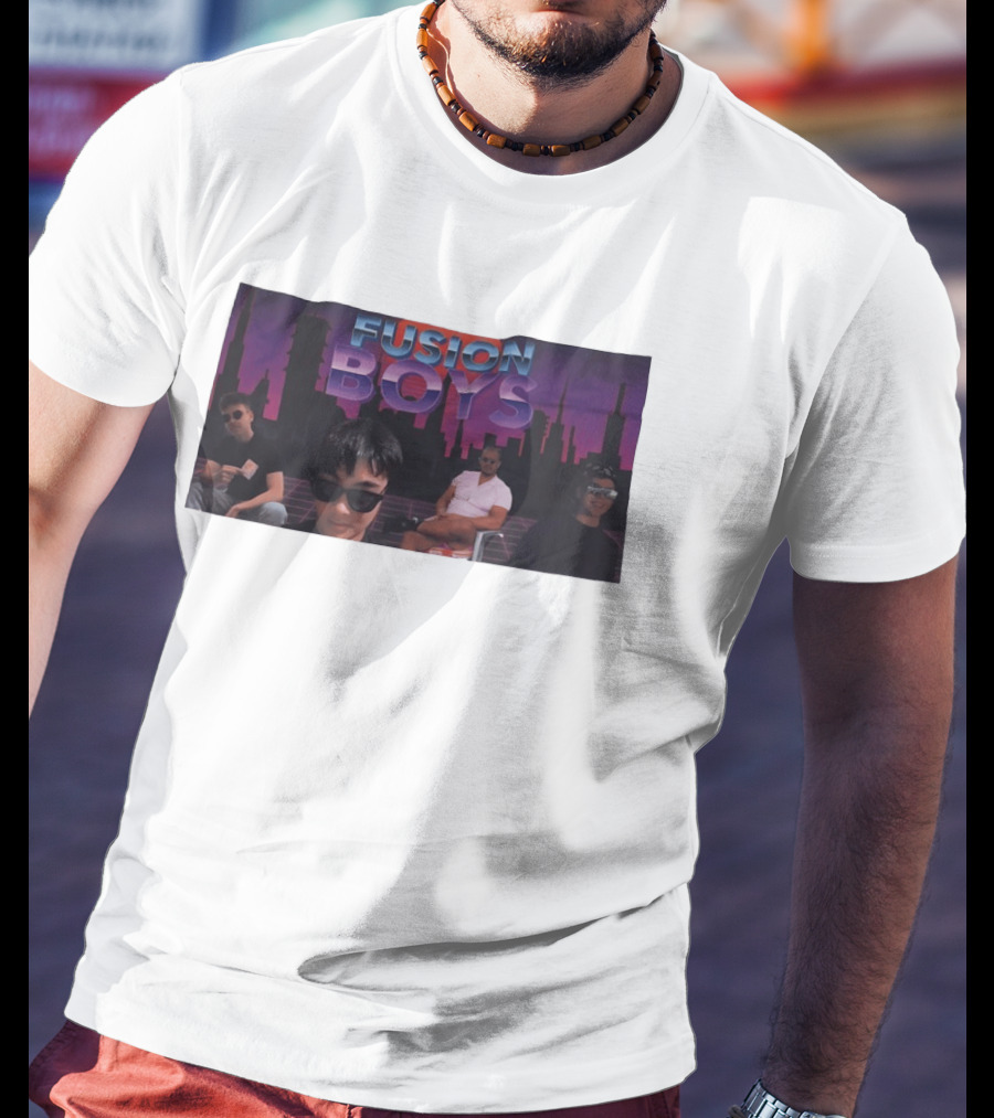 Fusion Boys Aesthetic Group Vaporwave Skyline T-Shirt