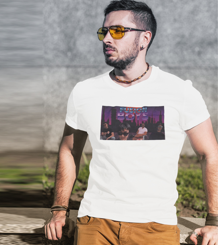 Fusion Boys Aesthetic Group Vaporwave Skyline T-Shirt
