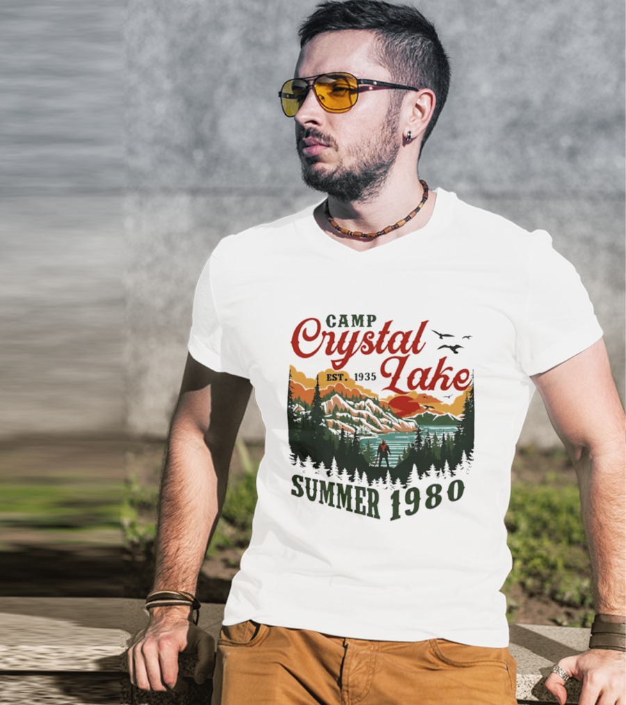 Camp Crystal Lake EST 1935 Summer 1980 Scenic Reflection T-Shirt
