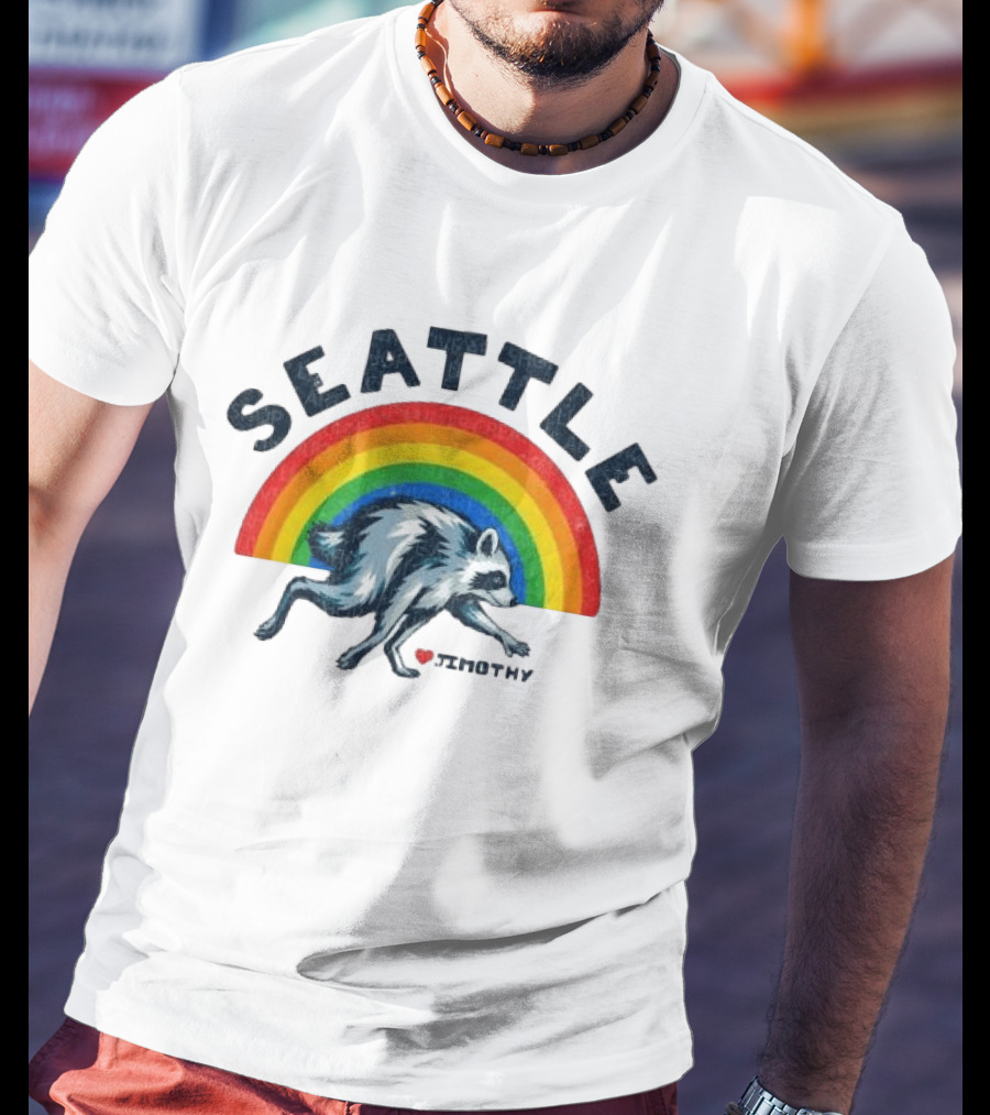 Seattle Jimothy Rainbow Pride 2026 Raccoon Heart T-Shirt