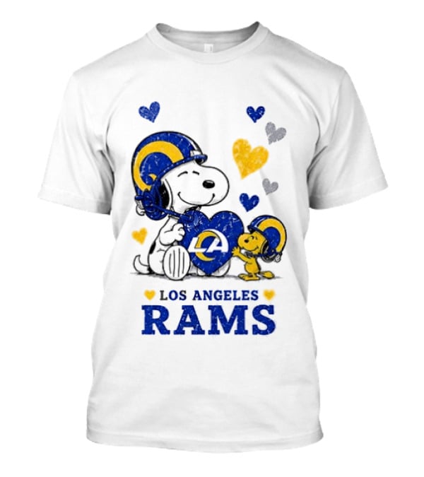 Los Angeles Rams Peanuts Snoopy Love Laughter Hearts T-Shirt