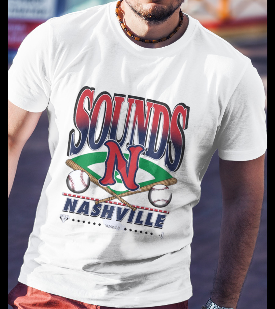Nashville Sounds MiLB Baseball Team Logo With Bat And Ball T-Shirt