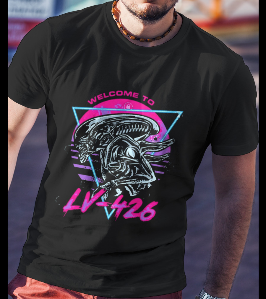 Welcome To LV 426 Alien Xenomorph Retro Neon Triangle T-Shirt