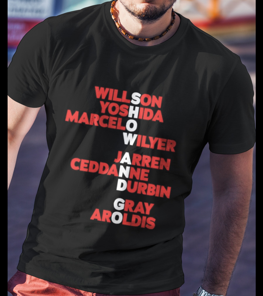 Boston Baseball Show And Go Willson Yoshida Marcel Wilyer Jarren Ceddanne Durgin Gray Aroldis 2026 Names Word Game T-Shirt