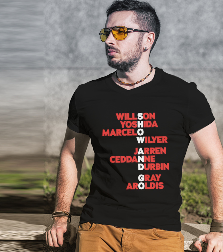 Boston Baseball Show And Go Willson Yoshida Marcel Wilyer Jarren Ceddanne Durgin Gray Aroldis 2026 Names Word Game T-Shirt