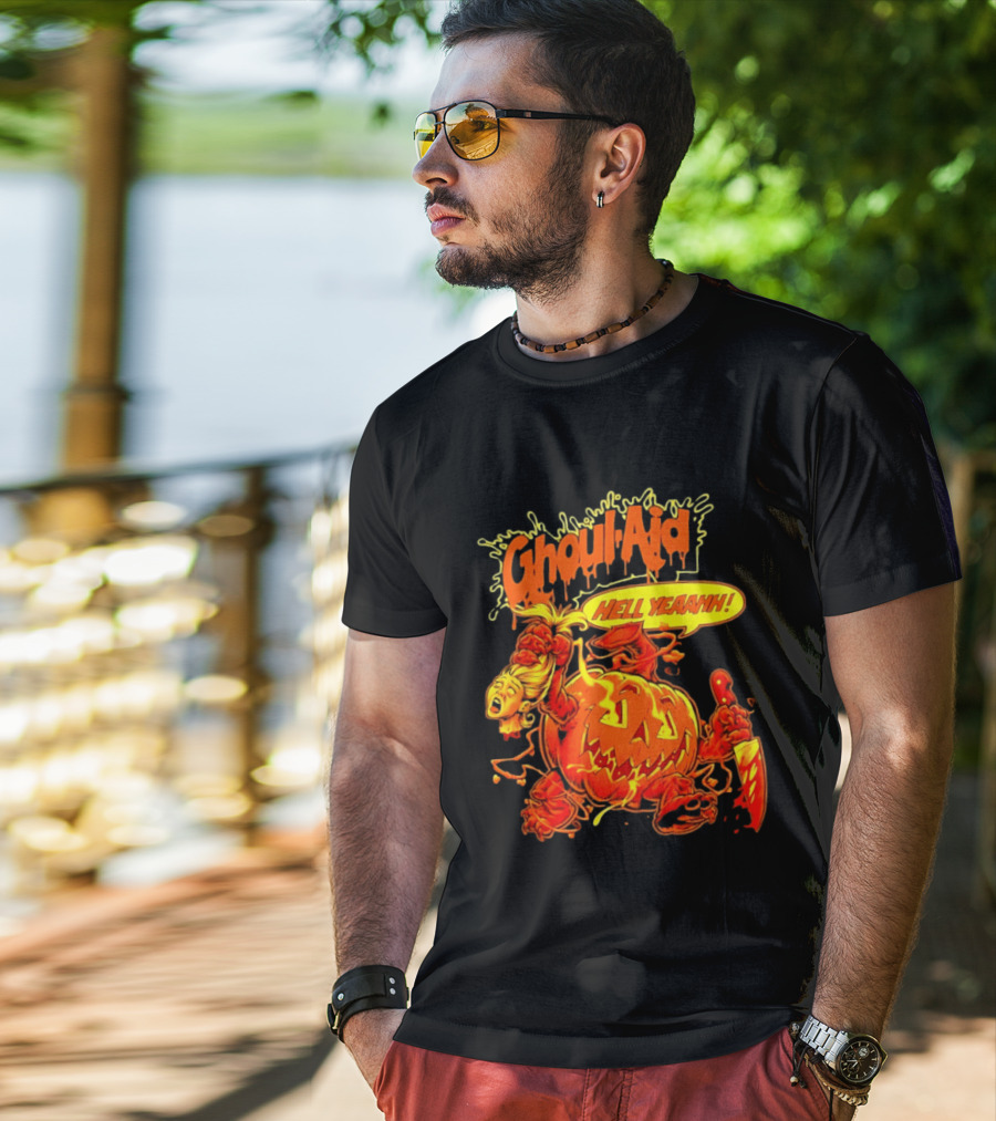 Ghoul Aid Hell Yeaahh Pumpkin Halloween Knife Monster T-Shirt