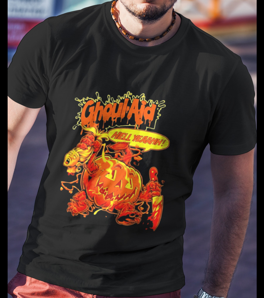 Ghoul Aid Hell Yeaahh Pumpkin Halloween Knife Monster T-Shirt