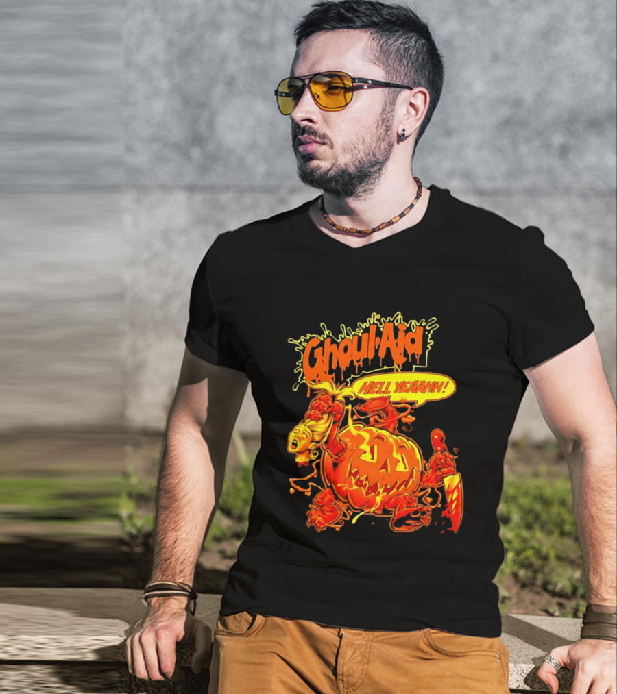 Ghoul Aid Hell Yeaahh Pumpkin Halloween Knife Monster T-Shirt