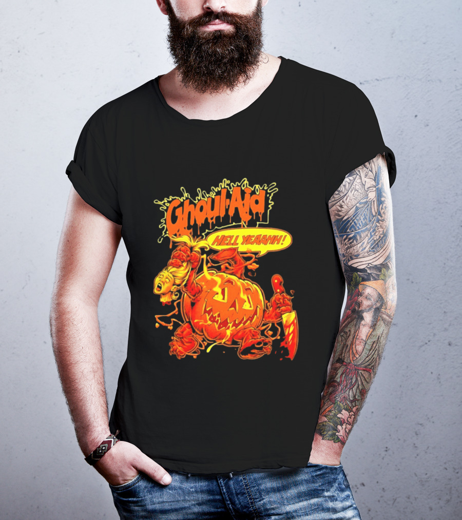 Ghoul Aid Hell Yeaahh Pumpkin Halloween Knife Monster T-Shirt