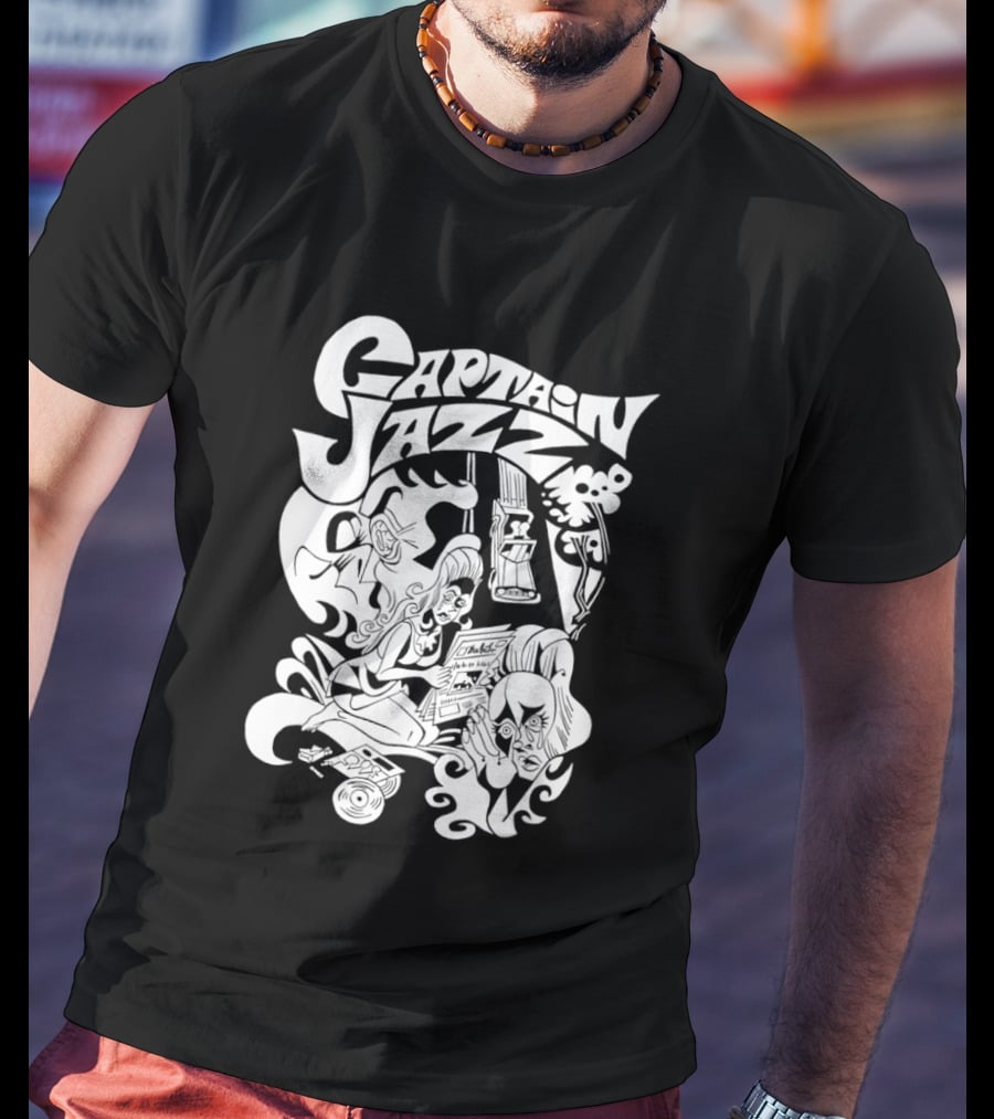 Captain Jazz Comic Retro Music Vibes T-Shirt