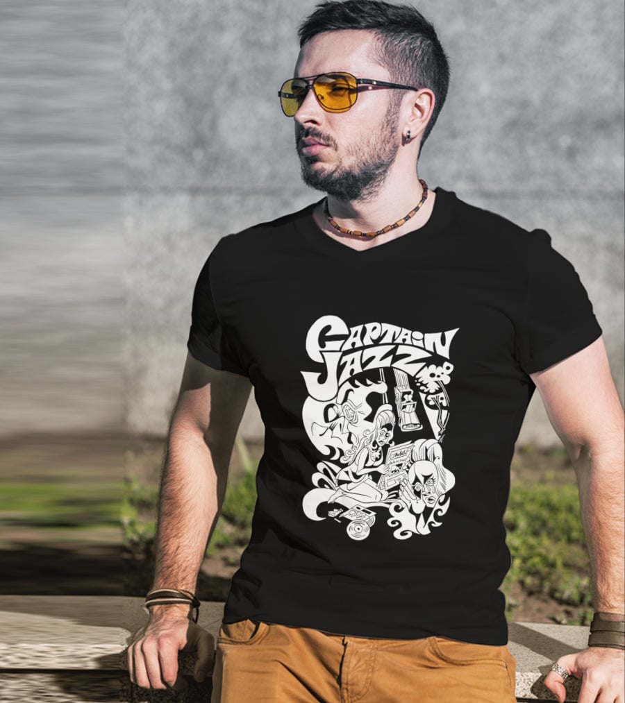 Captain Jazz Comic Retro Music Vibes T-Shirt