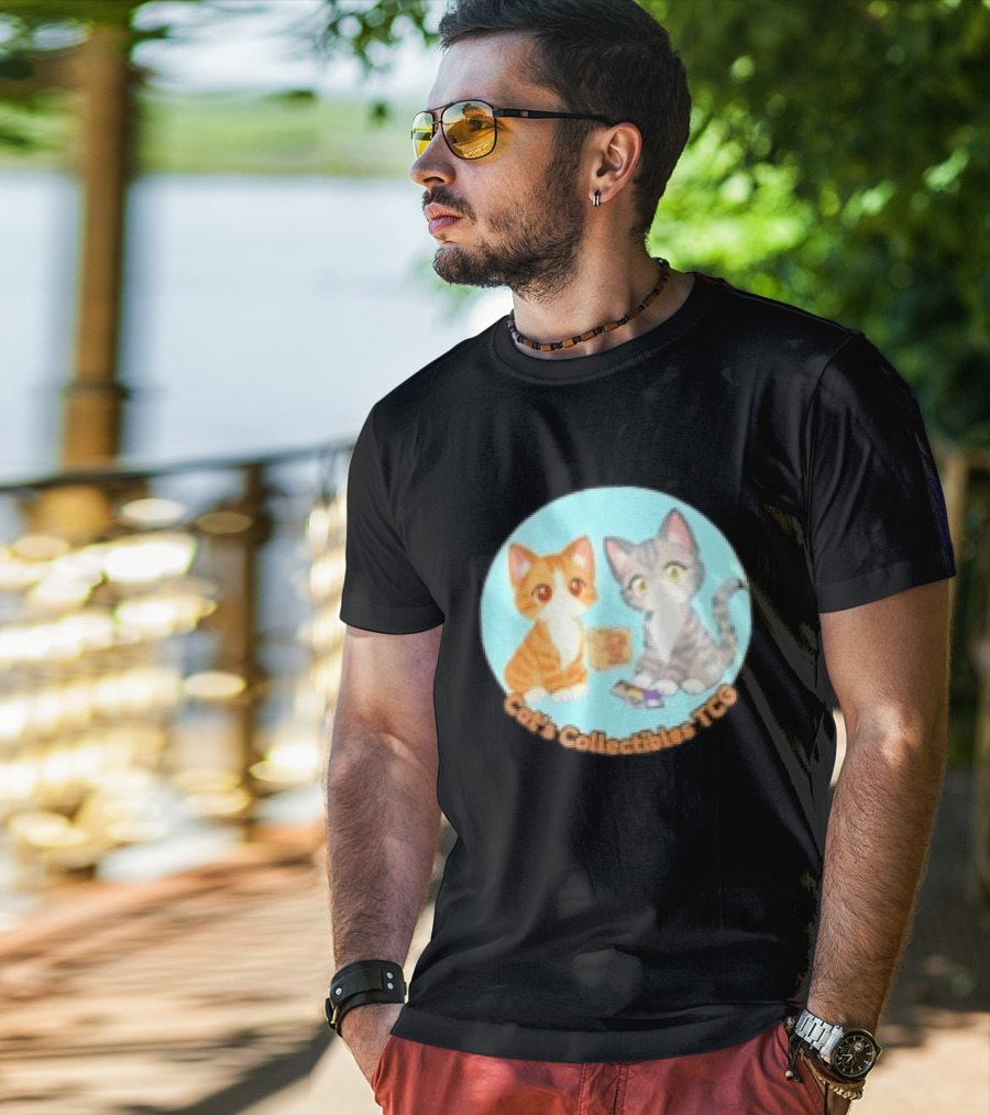 Cat's Collectibles TCG Cute Cartoon Cats Holding Trading Cards T-Shirt