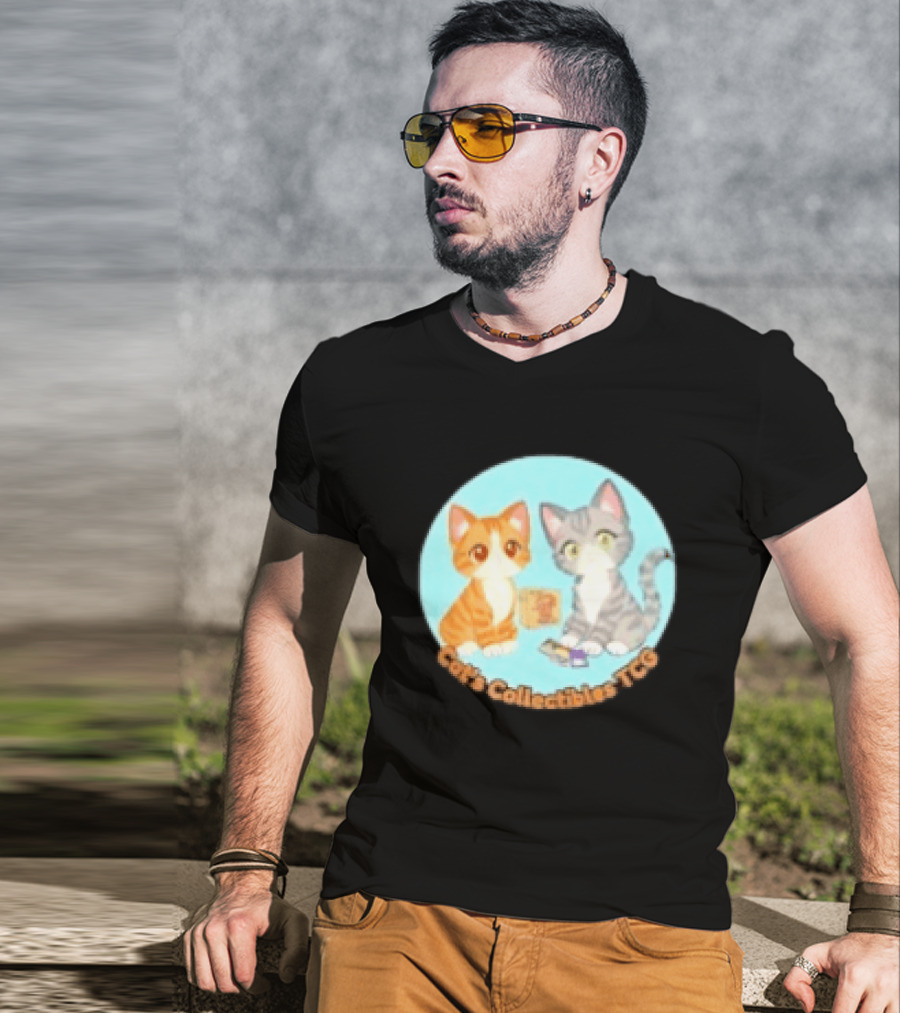 Cat's Collectibles TCG Cute Cartoon Cats Holding Trading Cards T-Shirt
