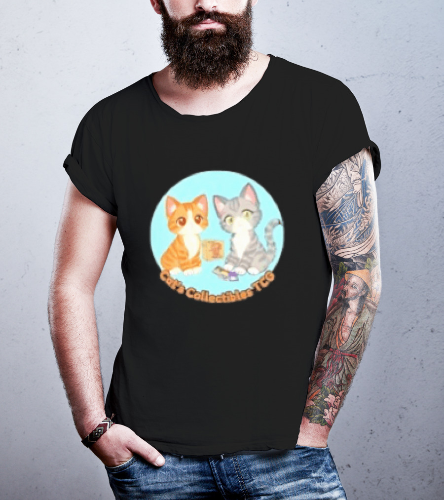 Cat's Collectibles TCG Cute Cartoon Cats Holding Trading Cards T-Shirt