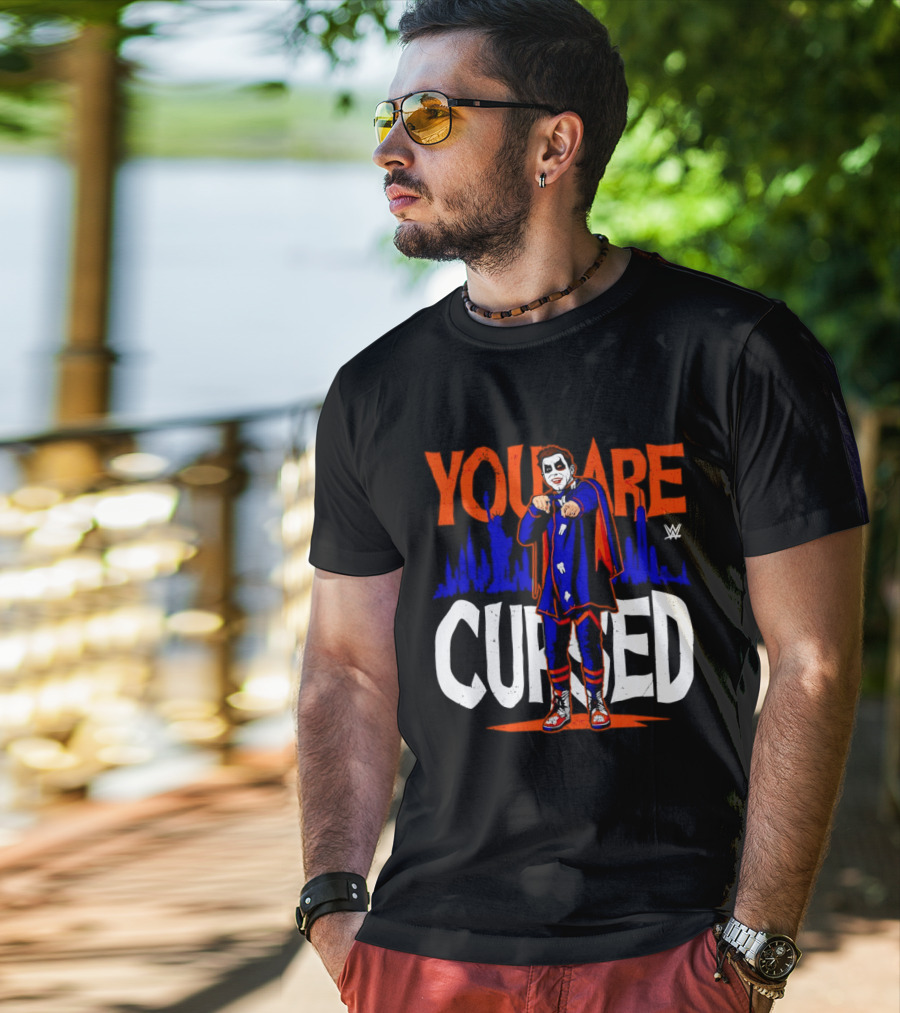 Danhausen You Are Cursed WWE Distressed Orange Blue Jokerface T-Shirt