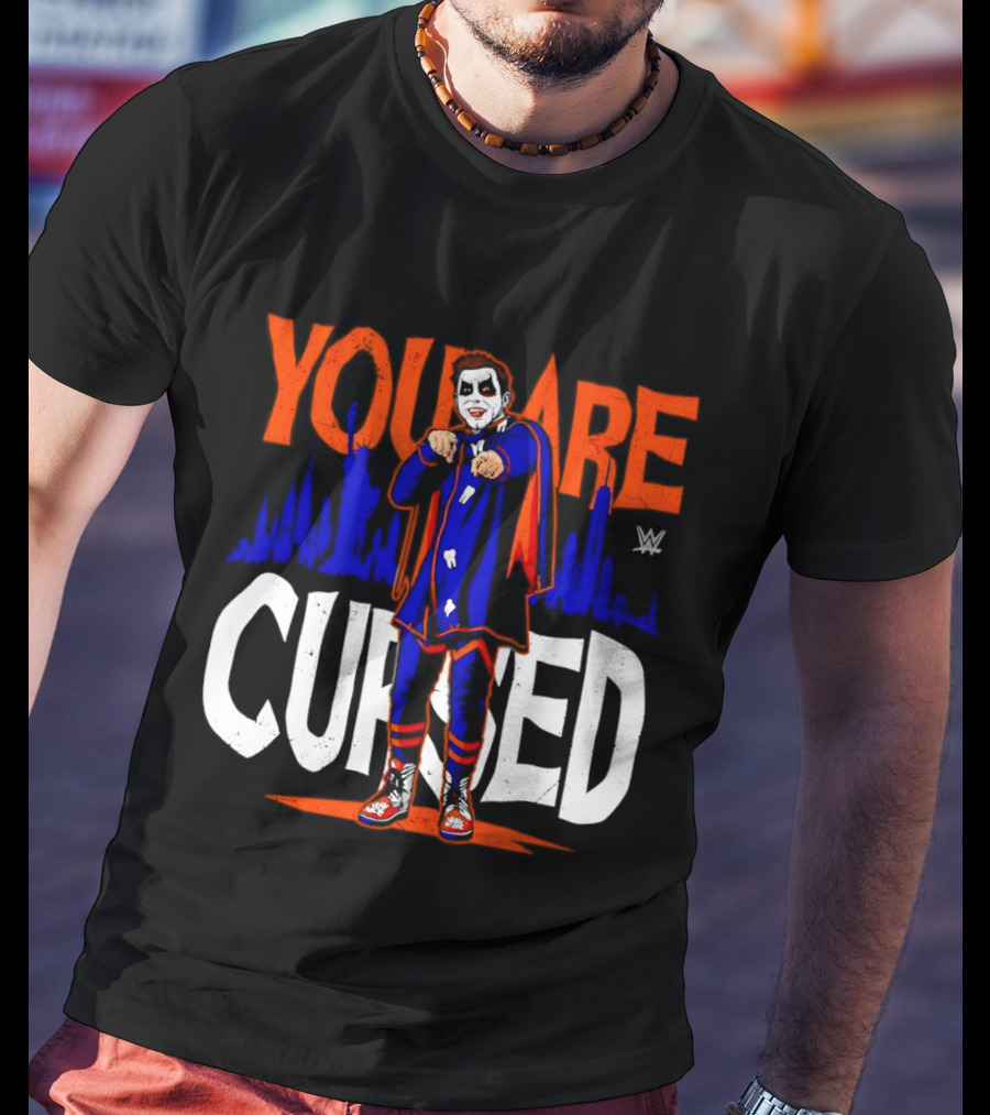 Danhausen You Are Cursed WWE Distressed Orange Blue Jokerface T-Shirt