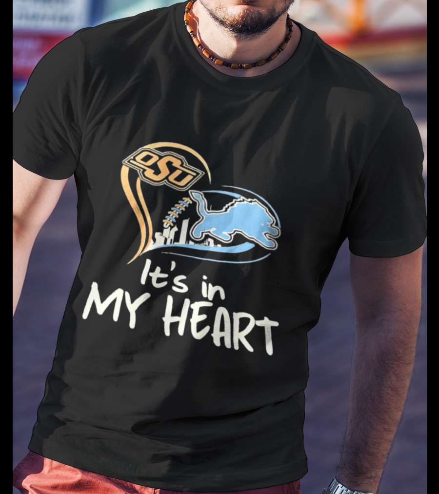 OSU And Detroit Lions Heart Graphic Connection T-Shirt