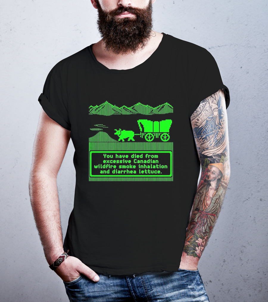 Oregon Trail You Have Died From Excessive Canadian Wildfire Smoke Inhalation And Diarrhea Lettuce T-Shirt