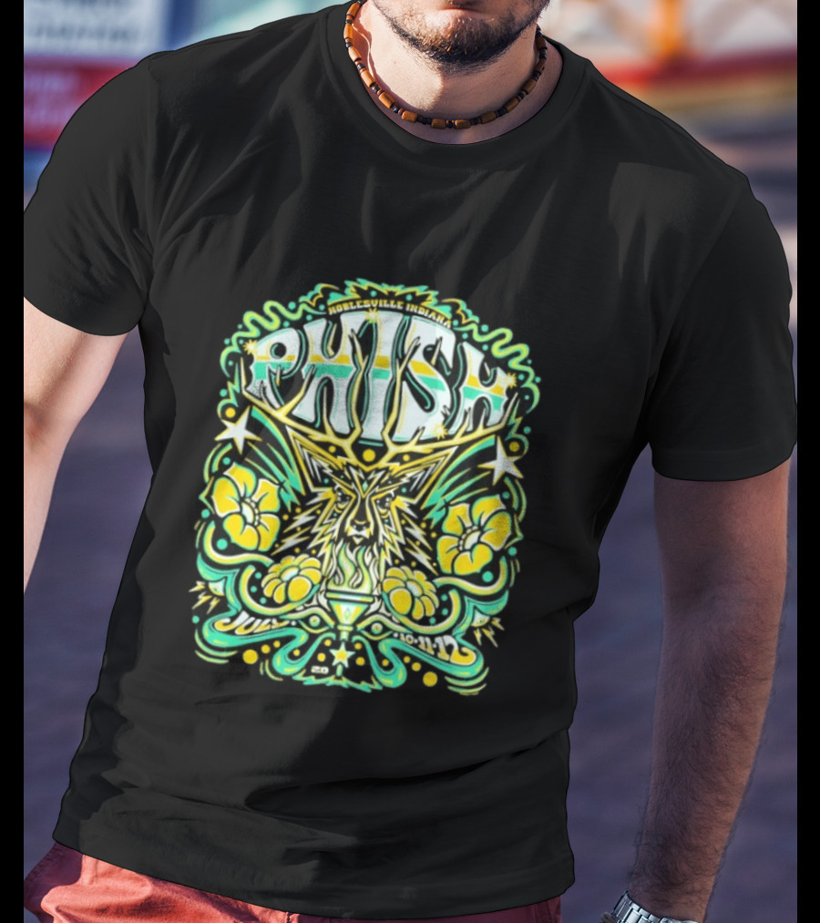 Phish Noblesville Indiana July 10 11 12 2026 Psychedelic Floral And Starburst T-Shirt