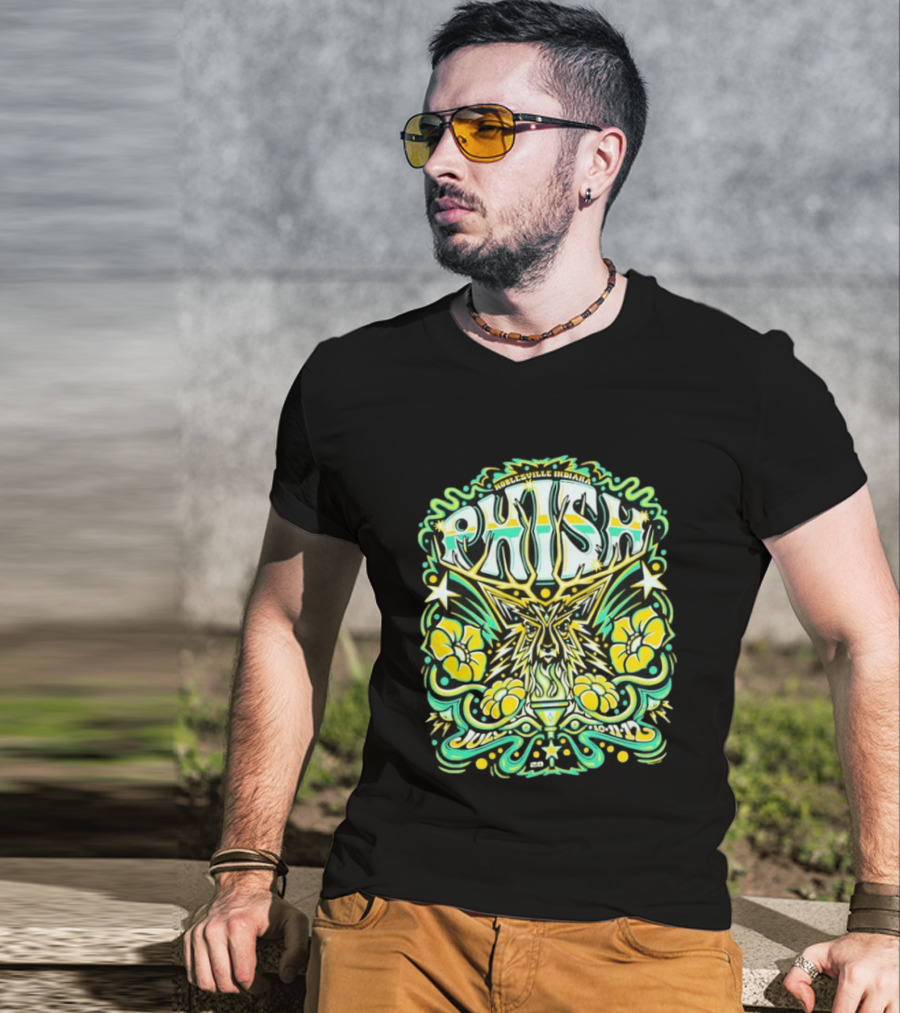 Phish Noblesville Indiana July 10 11 12 2026 Psychedelic Floral And Starburst T-Shirt
