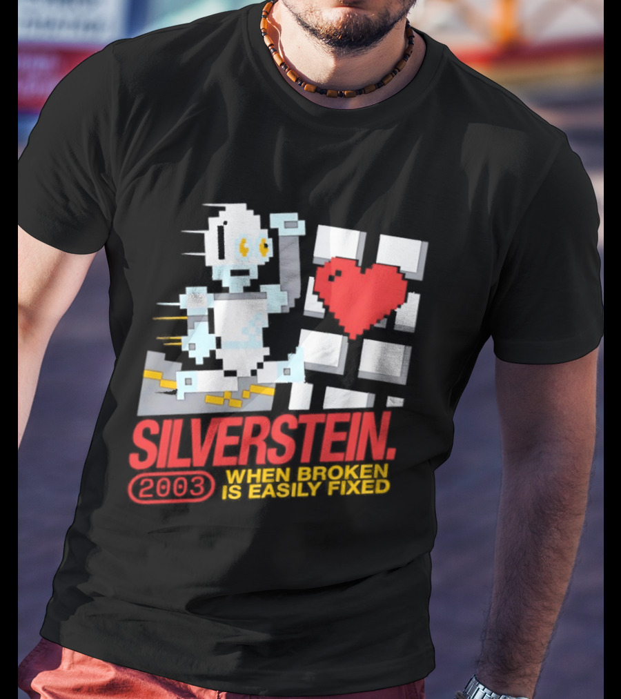 Silverstein 2003 When Broken Is Easily Fixed Pixel Robot Heart T-Shirt