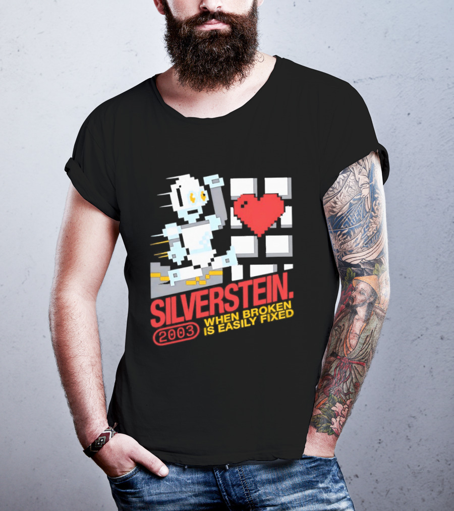 Silverstein 2003 When Broken Is Easily Fixed Pixel Robot Heart T-Shirt