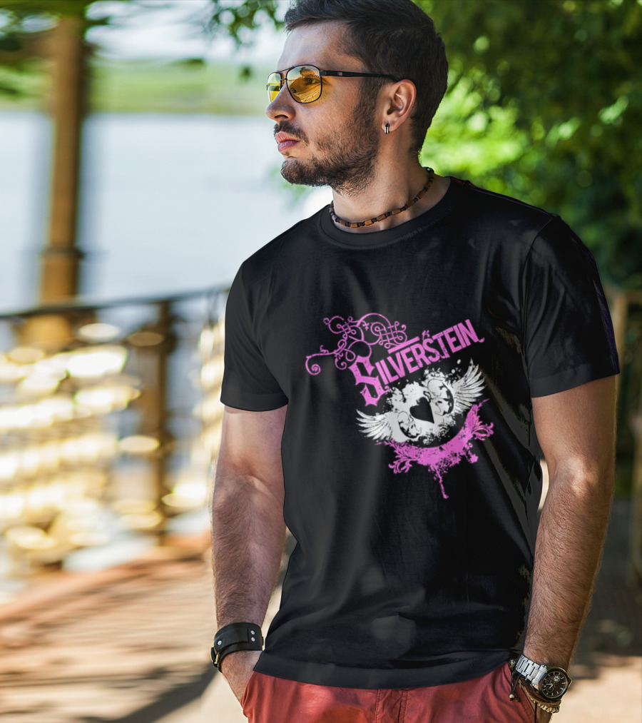 Silverstein Heart Winged Angels Post Hardcore Fashion T-Shirt