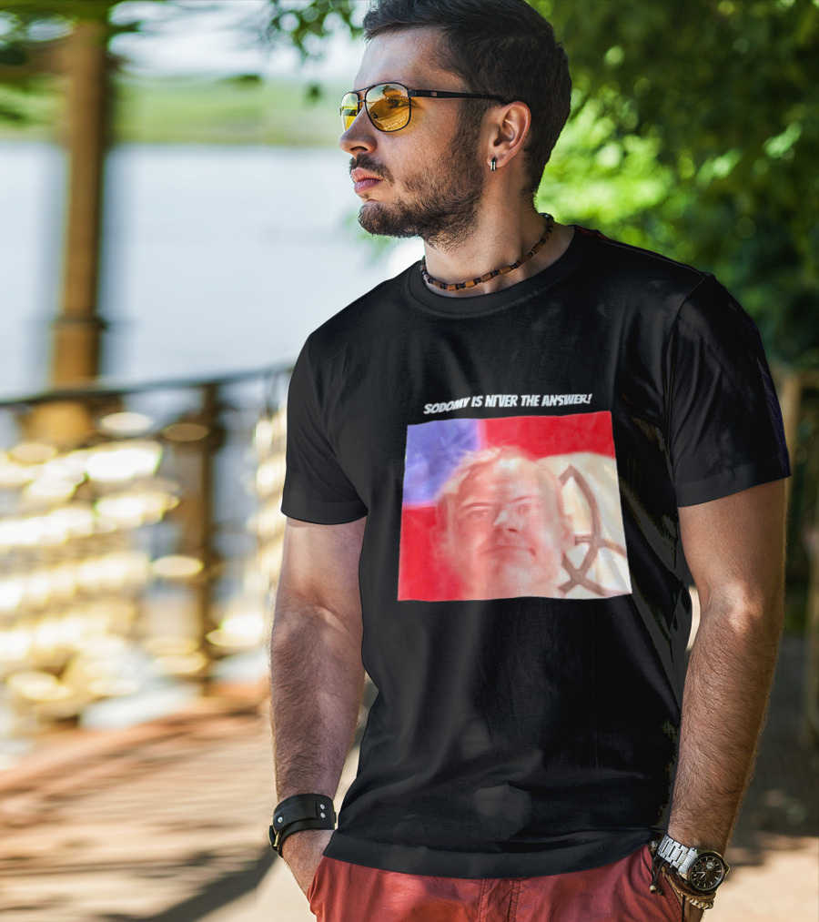 Sodomy Is Never The Answer Meme Face With Flag T-Shirt