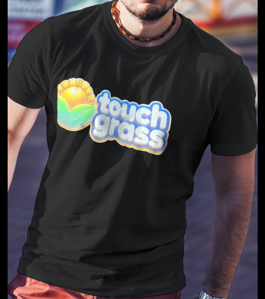Touch Grass Plants Vs Zombies Sunflower Gaming Meme T-Shirt