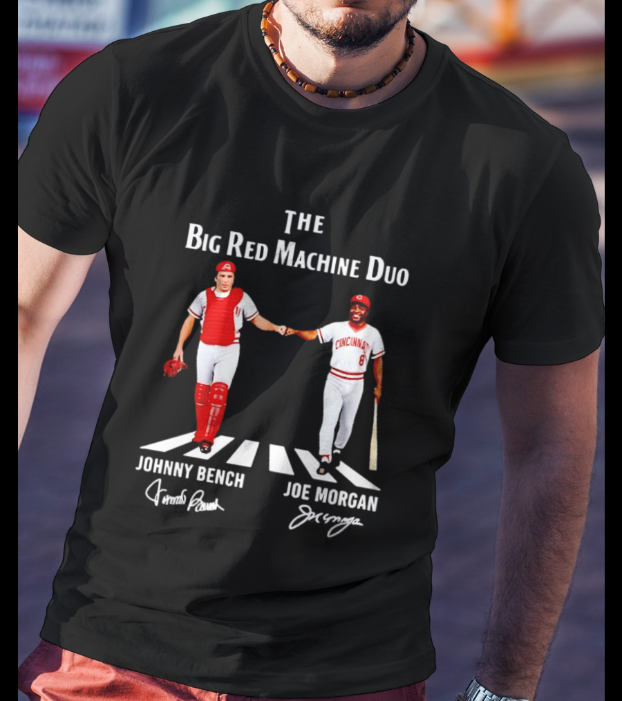 The Big Red Machine Duo Johnny Bench Joe Morgan Cincinnati Reds Fist Bump T-Shirt