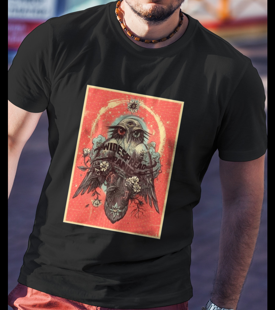 Widespread Panic Sacramento 2026 Event July 21 Venue Channel 24 Owl With Third Eye Floral Motif T-Shirt