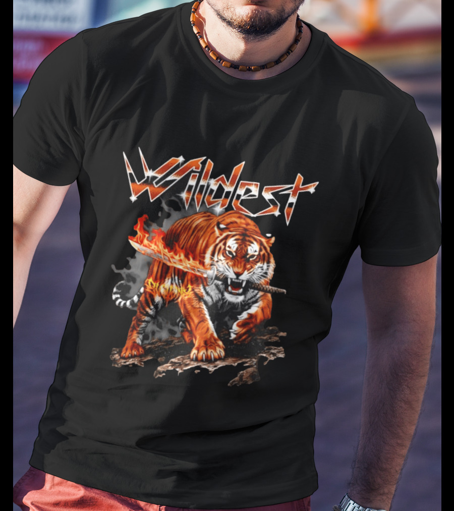 Wildest Tiger With Flaming Katana T-Shirt