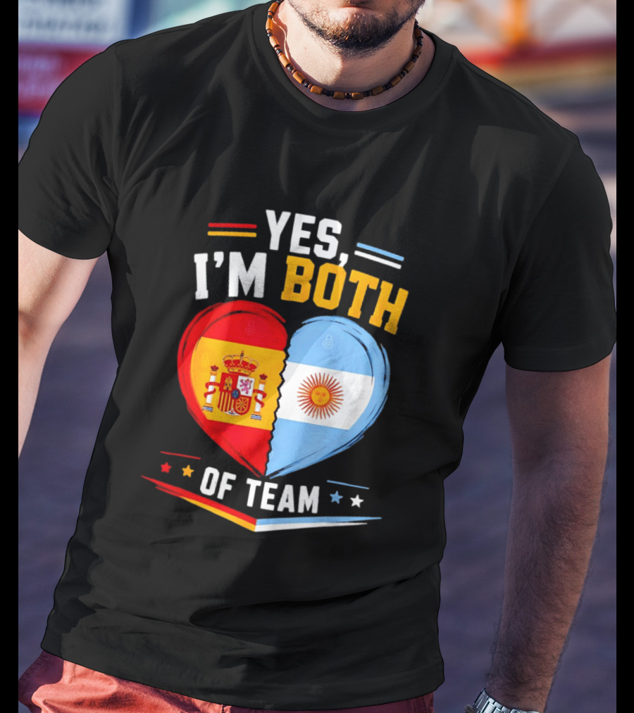 Yes I'm Both Team Spain And Argentina Heart Flags T-Shirt