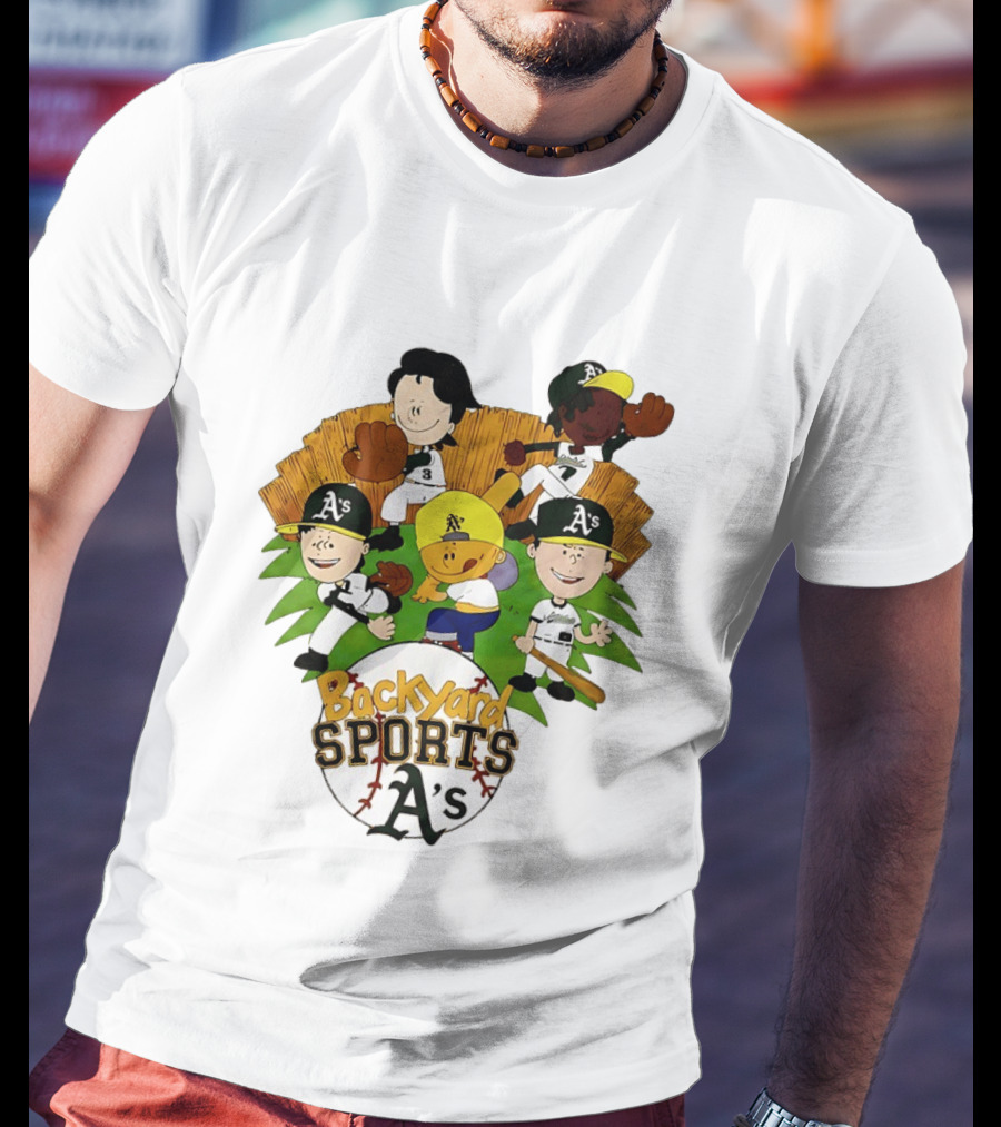 Backyard Sports A's Oakland Athletics MLB Characters Playing Baseball T-Shirt