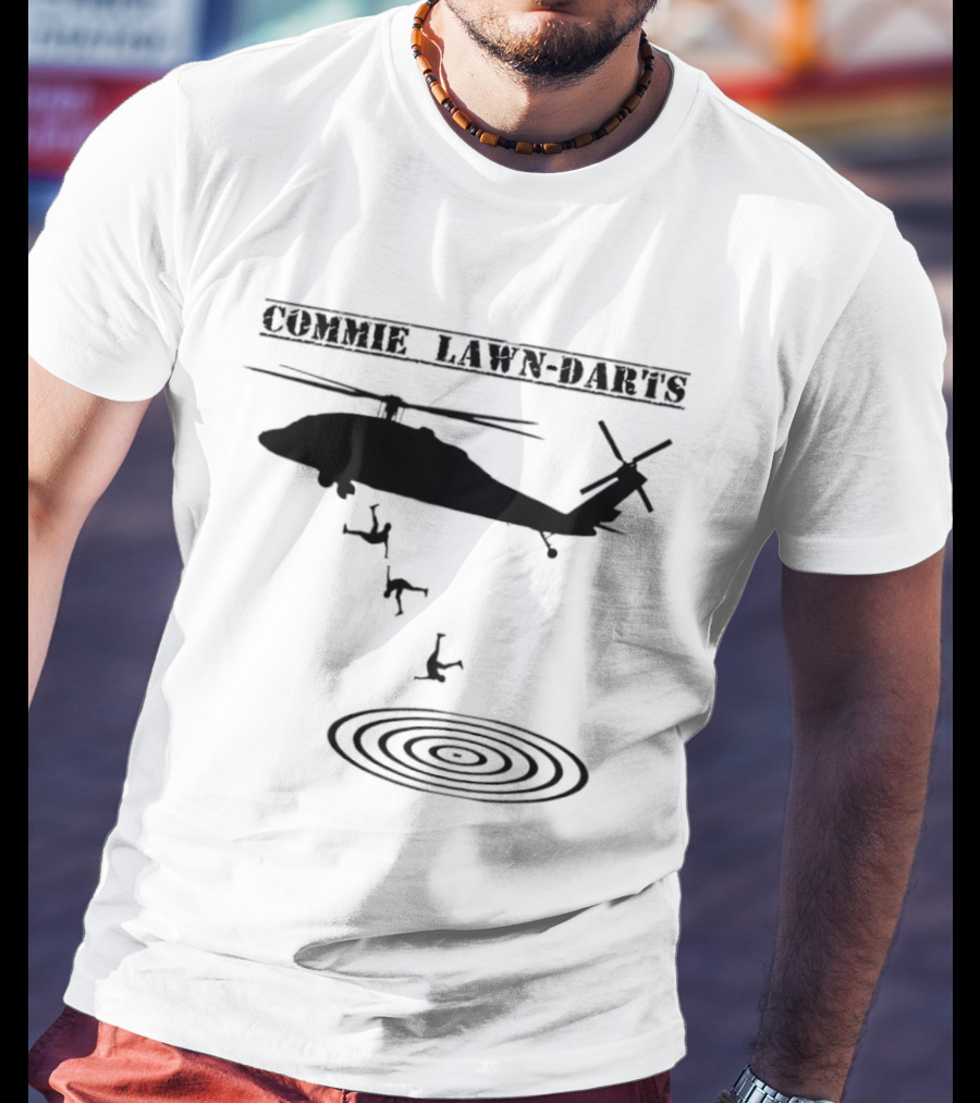 Commie Lawn Darts Helicopter Paratrooper Meme Target Landing T-Shirt