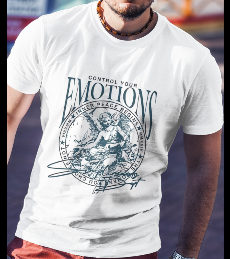 Control Your Emotions Inner Peace Begins Graphic Text Circle Motif T-Shirt