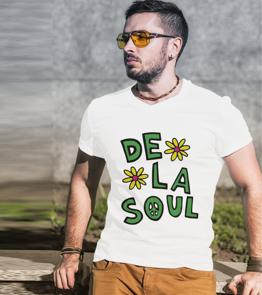 De La Soul Flowers Peace Sign Iconic 90s Hip Hop Nostalgia T-Shirt