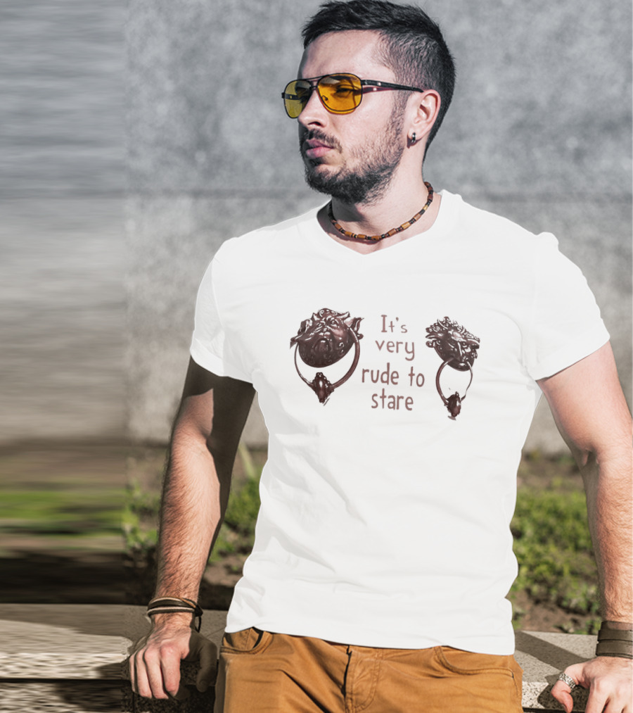 It's Very Rude To Stare Labyrinth Door Knockers Iconic Movie T-Shirt