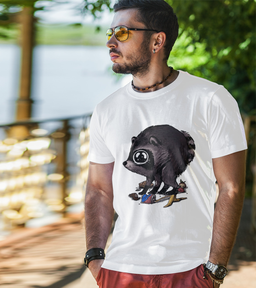 Jimothy Raccoon With Trash And Banana Peel T-Shirt