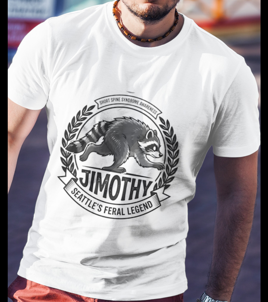 Jimothy Short Spine Syndrome Awareness Seattle's Feral Legend Bear T-Shirt