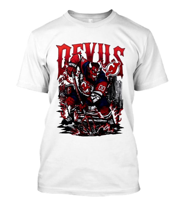 New Jersey Devils Hell On Ice Demon Skating T-Shirt