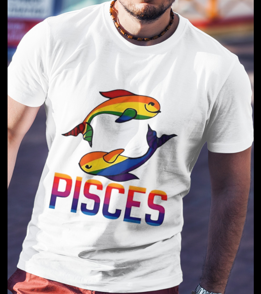 Pisces Fish Rainbow LGBT Pride T-Shirt