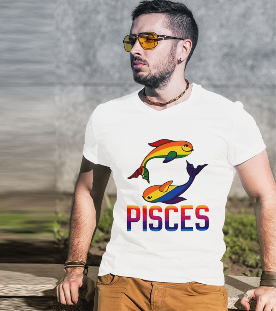 Pisces Fish Rainbow LGBT Pride T-Shirt