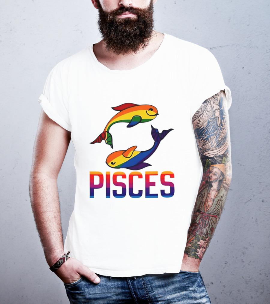 Pisces Fish Rainbow LGBT Pride T-Shirt